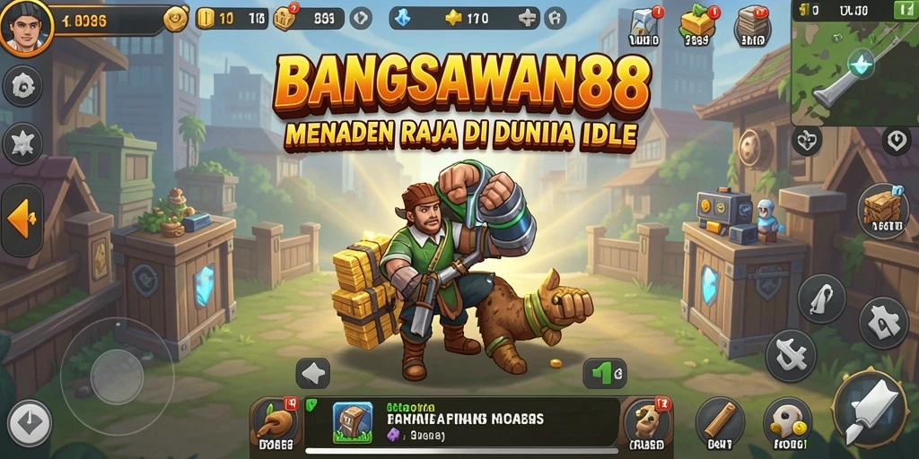 Screenshot BANGSAWAN88 menunjukkan gameplay menyenangkan dalam membangun kerajaan Idle.