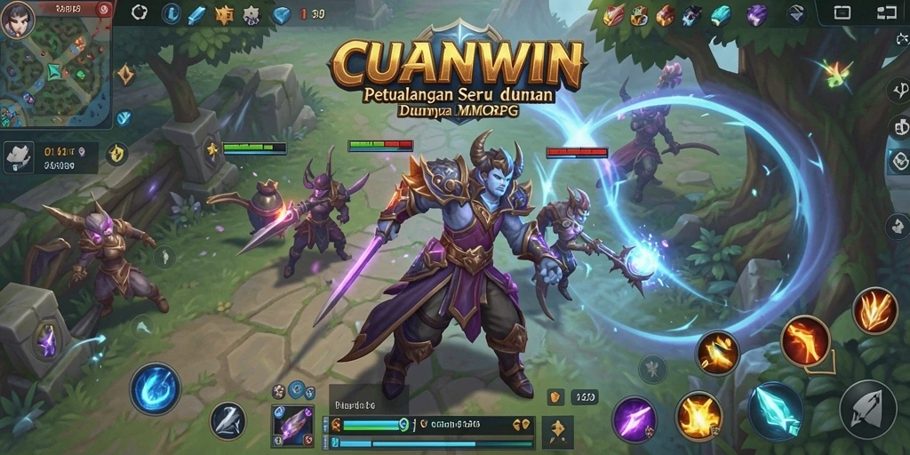Tampilkan aksi epik dari gameplay <strong>CUANWIN</strong> dalam dunia MMORPG.