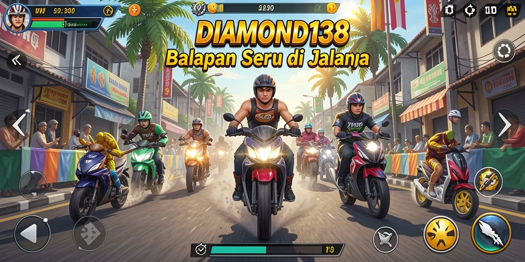 Tampilan gameplay balapan menegangkan di DIAMOND138.