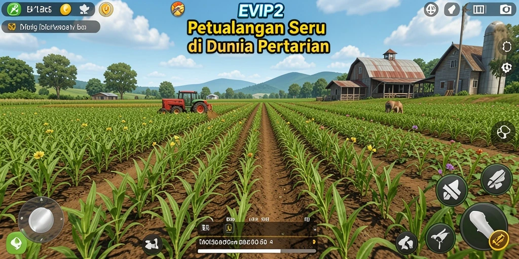 Tampilan gameplay EVIP2 menampilkan aktivitas bertani yang menyenangkan.