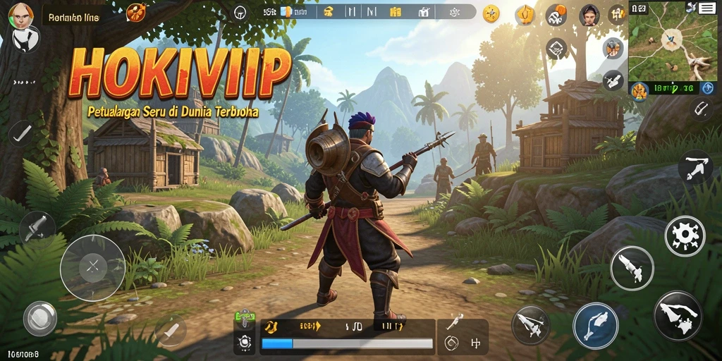 Screenshot menampilkan pemain menjelajahi dunia terbuka HOKIVIP.