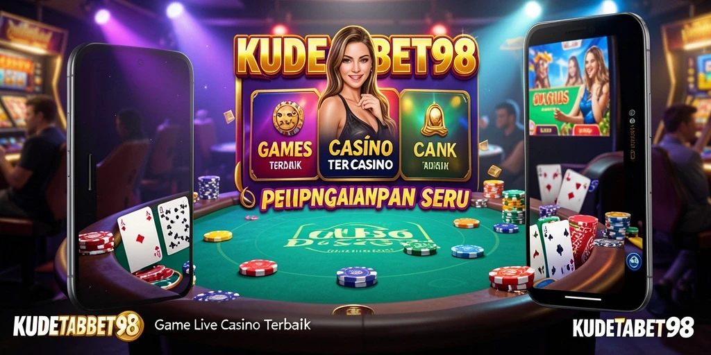 Screenshot gameplay KUDETABET98 menampilkan dealer live dan meja kasino.