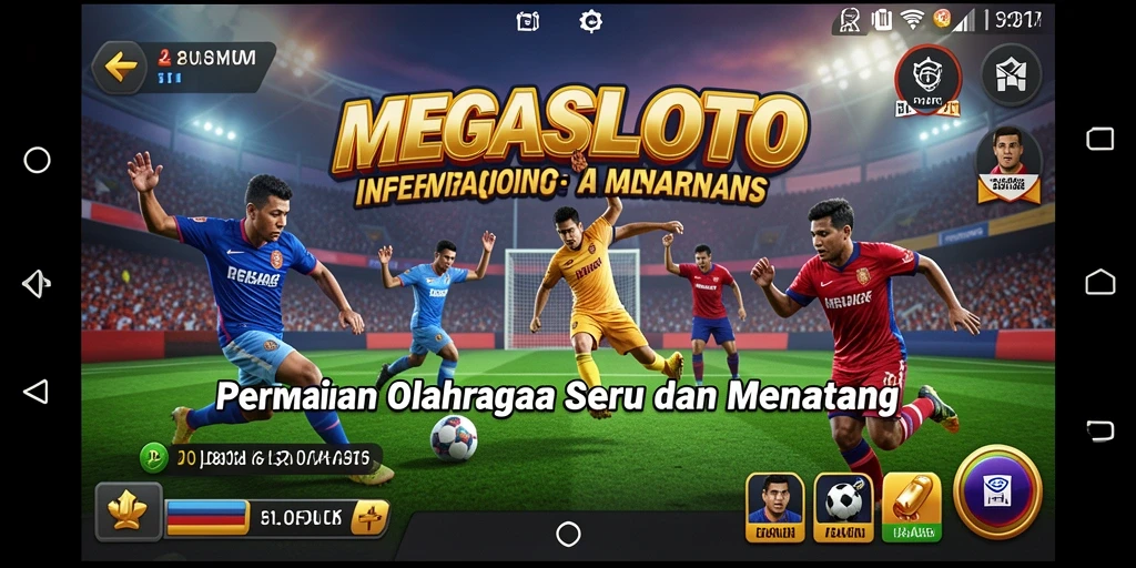Tampilan mendebarkan dari game olahraga MEGASLOTO saat bermain.