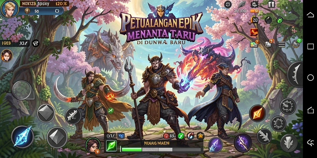 Tampilan gameplay epik dari NOX123 yang menantang.