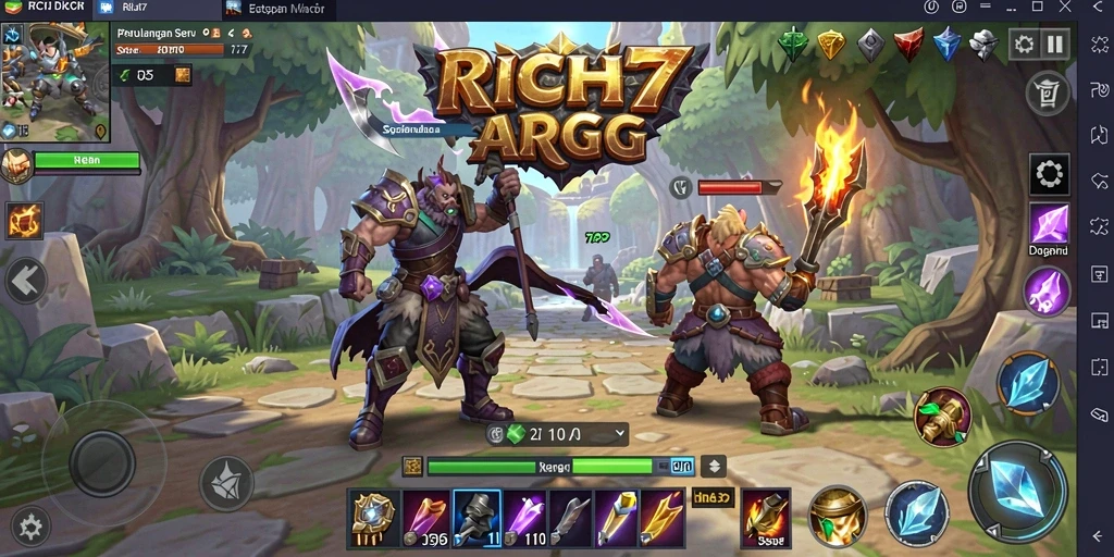 Gameplay seru RICH7 yang menampilkan aksi ARPG dinamis.